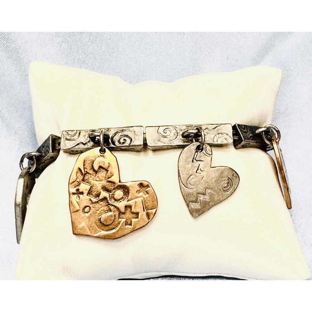 Artisan Designs Pewter and Copper Multi Shaped Hearts Expanding Bracelet.